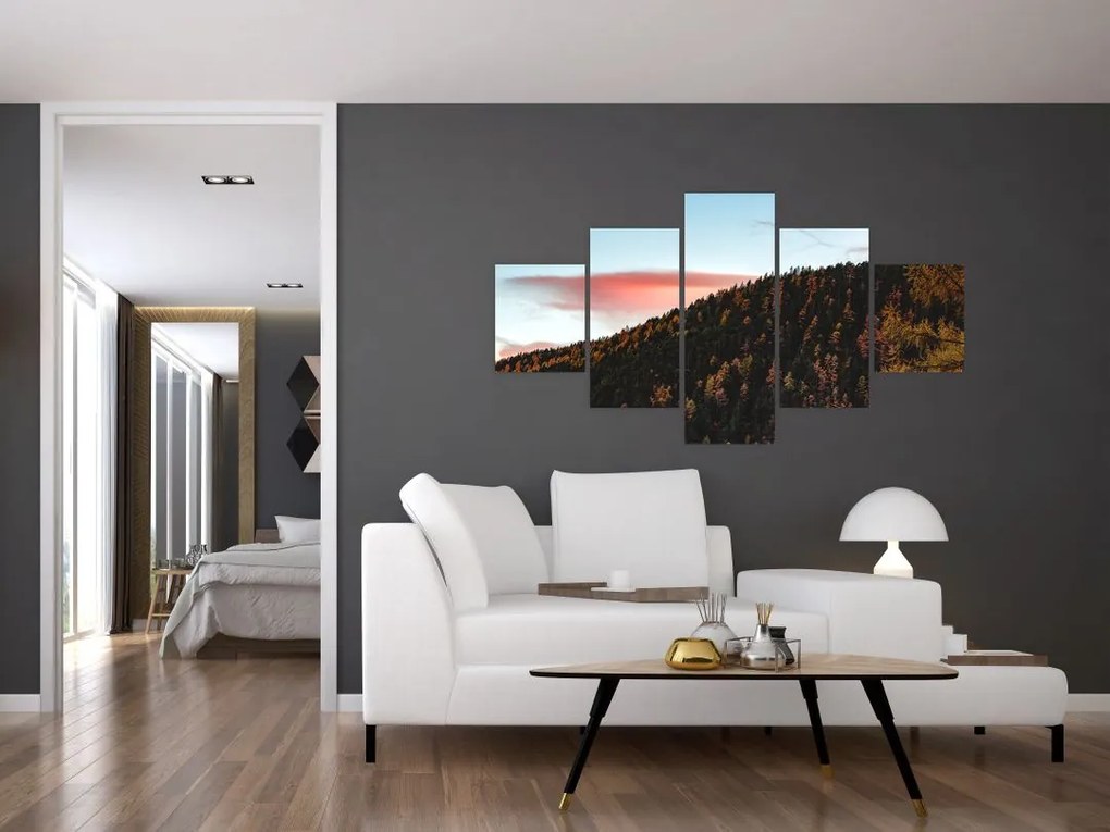 Obraz rudzików nad wzgórzem (125x70 cm)