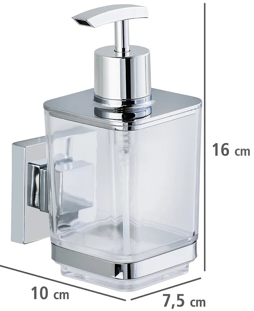 Dozownik do mydła QUADRO,Vacuum-Loc stal nierdzewna - 340 ml, WENKO