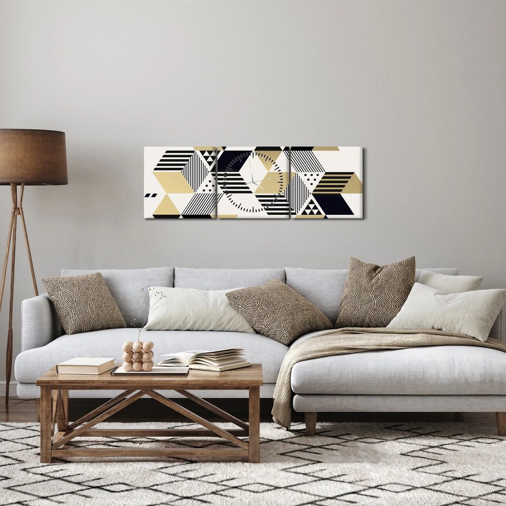 Obraz - Kształty geometryczne N⁰1 (z zegarem) (90x30 cm)