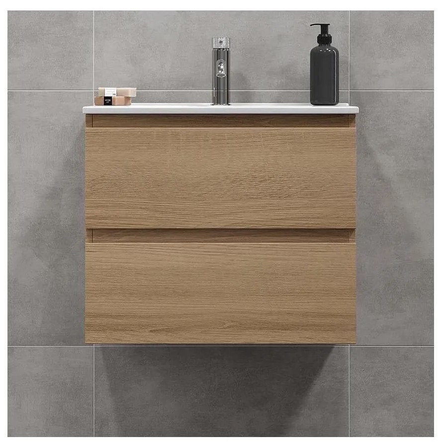 Szafka łazienkowa KENWOOD z umywalką 61 cm, dąb