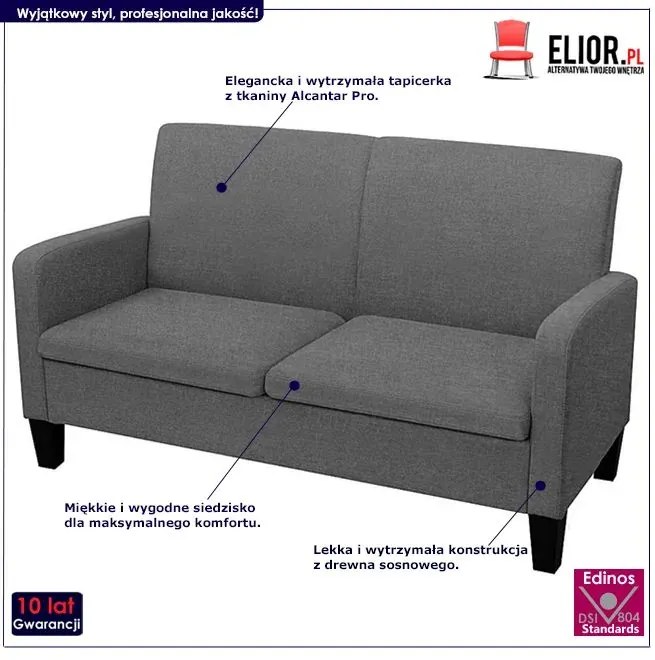 Stylowa kanapa Ezorep 2Q - ciemnoszara