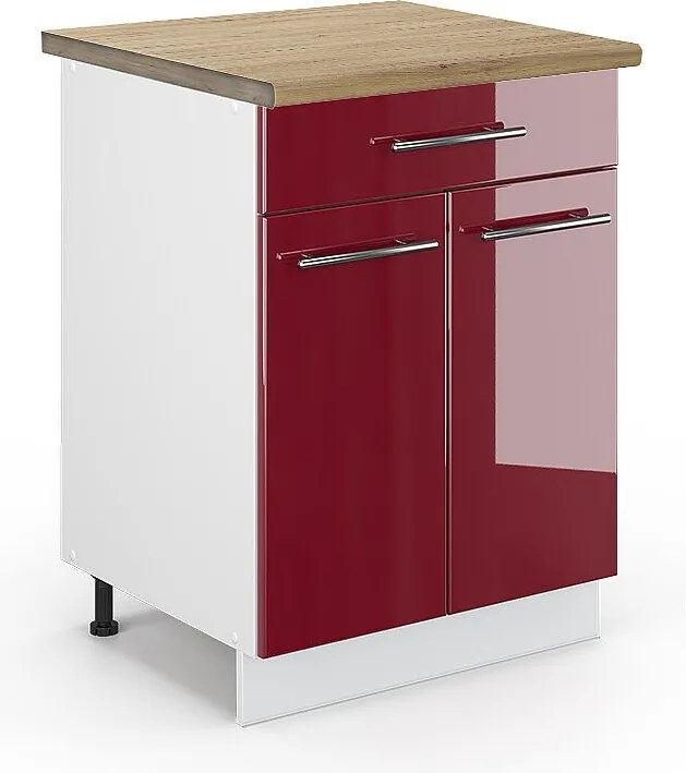 Szafka dolna do kuchni bordowa czerwień wysoki połysk 60x60x82 fame-line