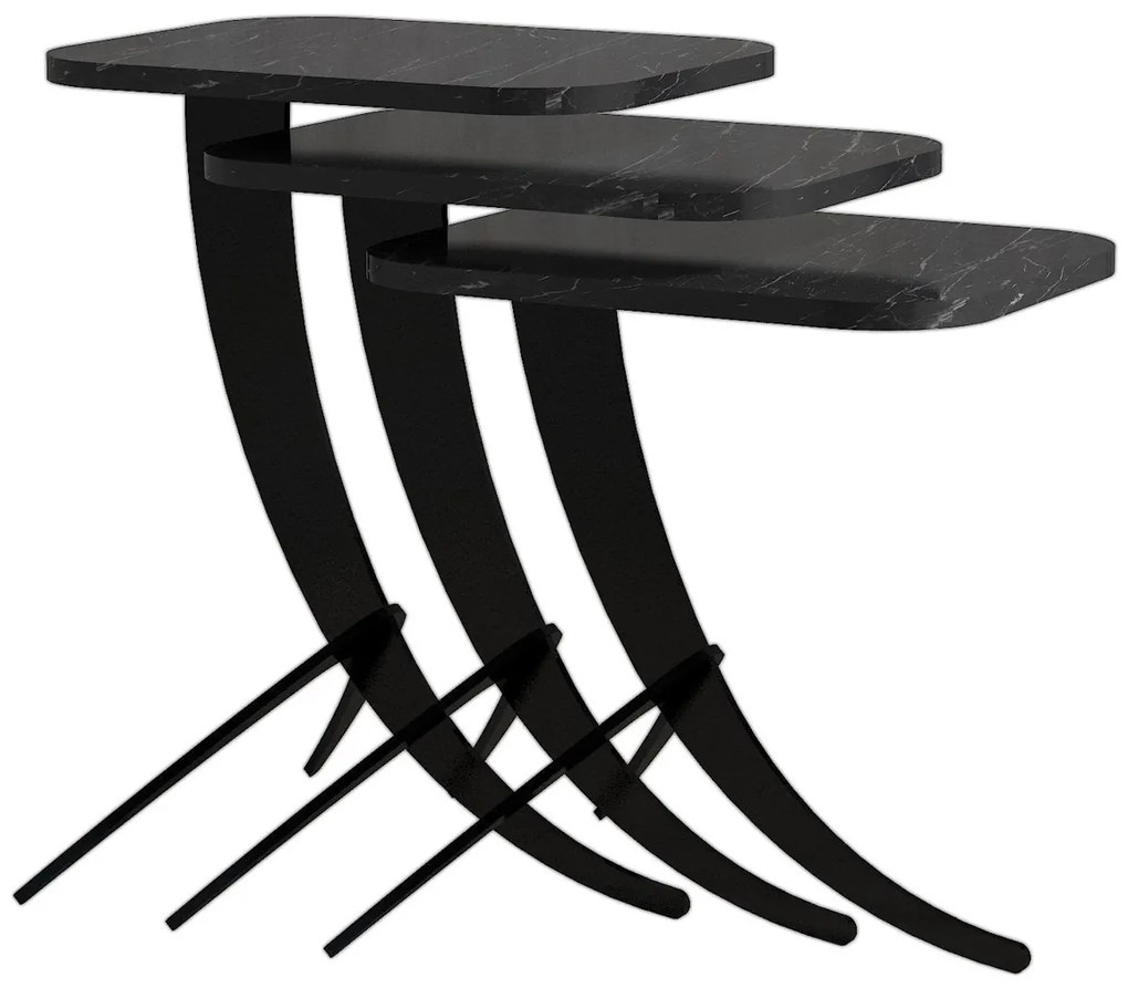 Stół składany Pion Black Marble, 3 szt.