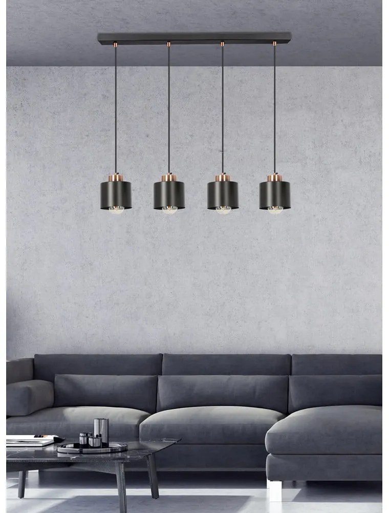 Czarna metalowa lampa wisząca 12x75 cm Olena – Candellux Lighting