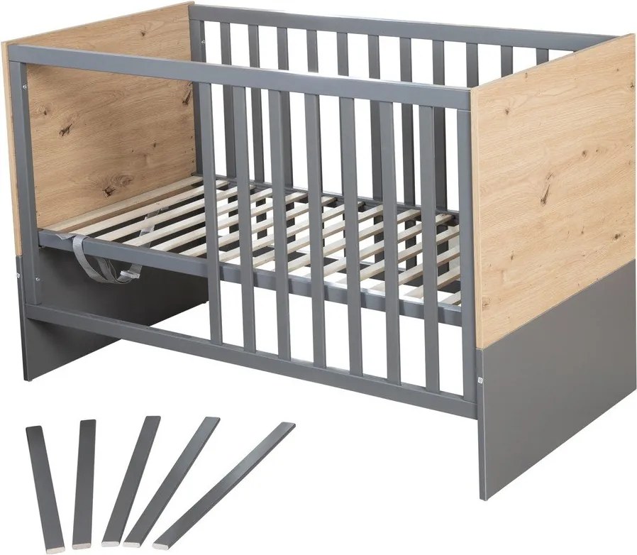 Szaro-naturalne łóżeczko 60x120 cm Anna – Roba