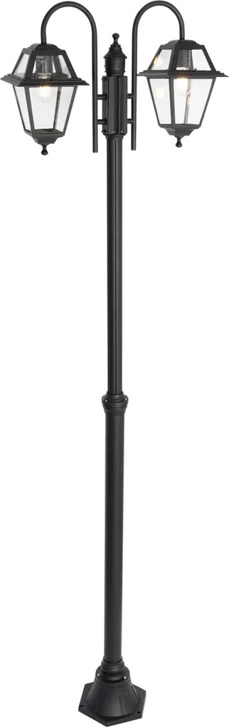 Klasyczna lampa zewnętrzna czarna 235 cm 2-światła IP44 - Berta