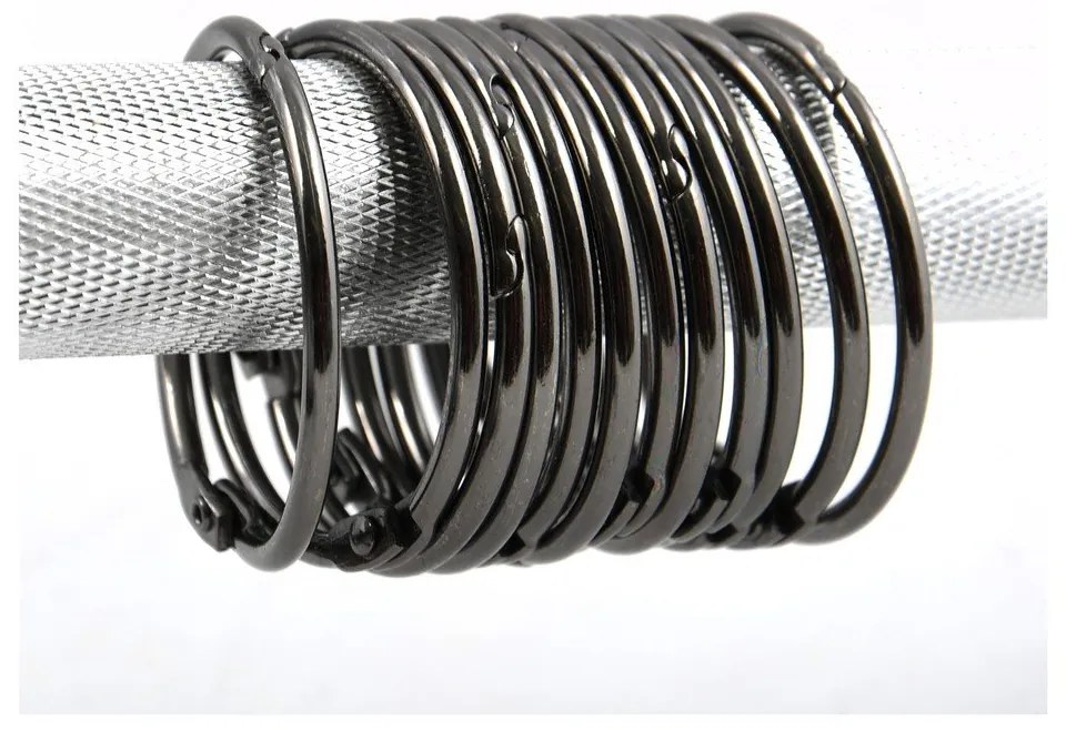 Kółka do zasłony prysznicowej w kolorze matowej czerni zestaw 12 szt. Ringo Small – Spirella