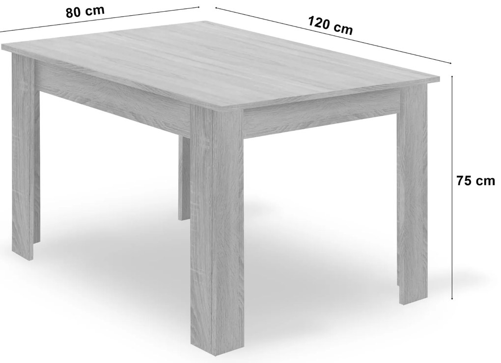 Stół NP 120x80 Artisan nogi czarne + 4 krzesła OSAKA czarny nogi naturalne