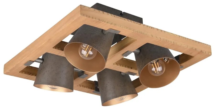 Ciemnoszaro-naturalna lampa sufitowa z metalowym kloszem 39x39 cm Bell – Trio