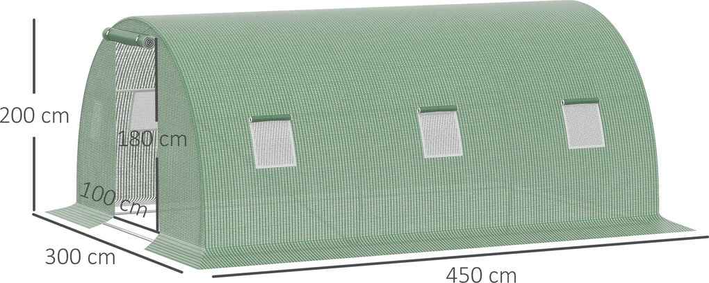 Outsunny Szklarnia foliowa z oknem kolor ciemnozielony 4,5 x 3 cm