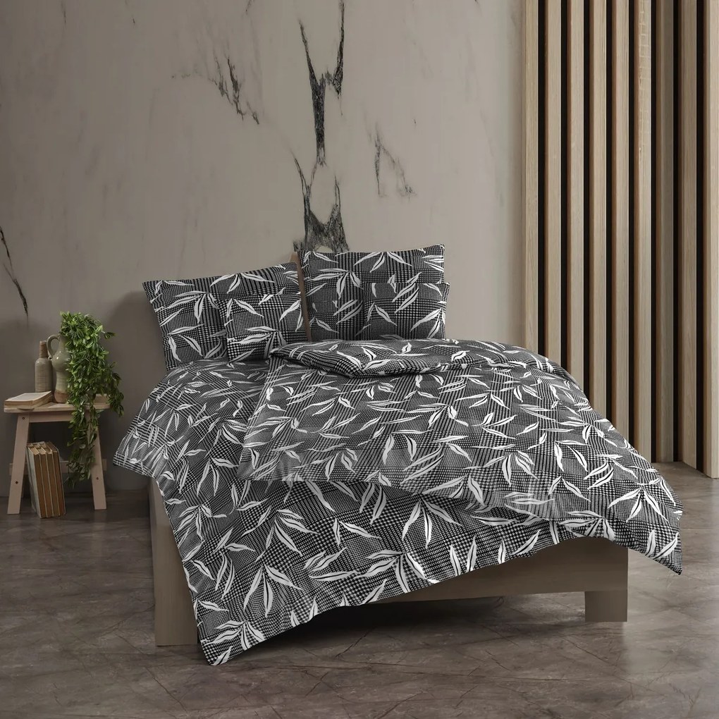 Kvalitex Bawełniana pościel Osaka szara, 220 x 200cm, 2x 70 x 90 cm, 220 x 200 cm, 2 szt. 70 x 90 cm
