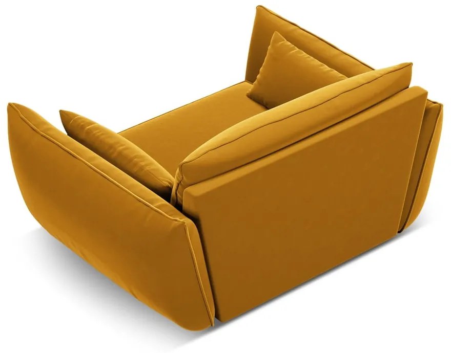 Musztardowy aksamitny fotel Vanda – Mazzini Sofas