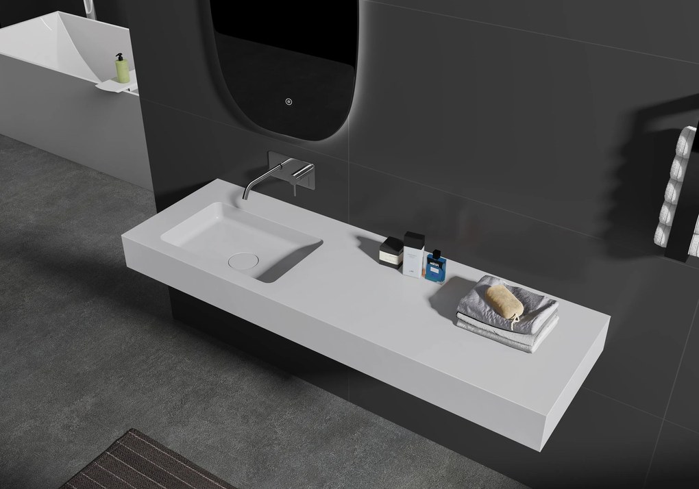 Umywalka wisząca BA8014 z odlewu mineralnego