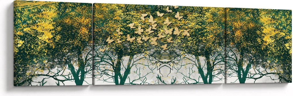 Obraz - Jelenie w zielonym lesie (170x50 cm)