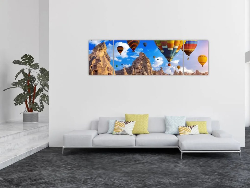 Obraz - Balony na ogrzane powietrze, Kapadocja, Turcja. (170x50 cm)
