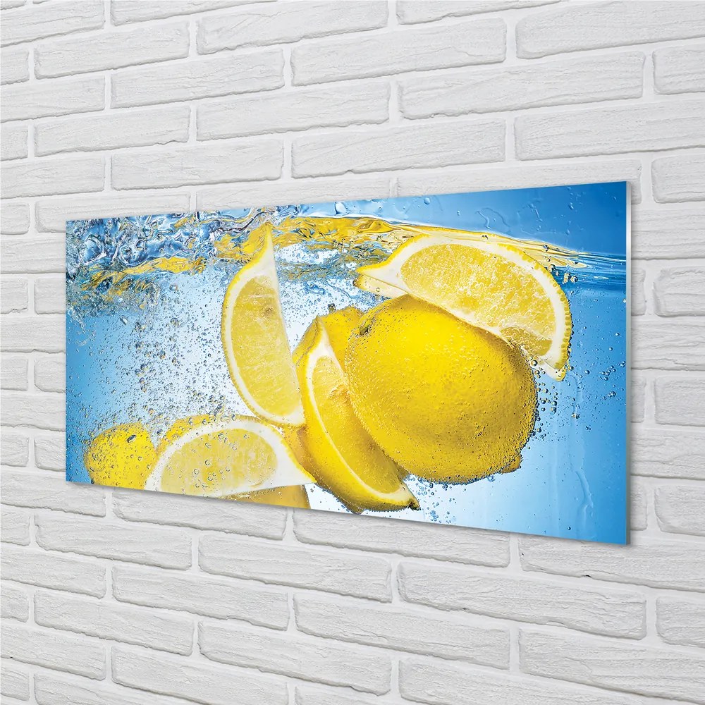 Szklany Panel Cytryny w wodzie