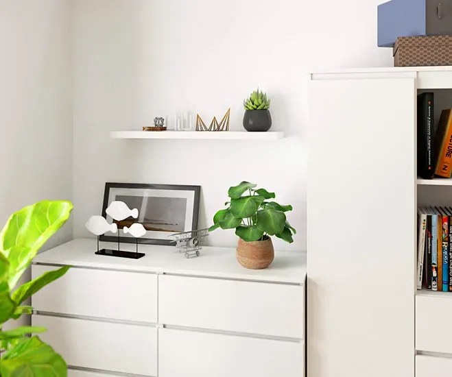 Minimalistyczna biała półka ścienna A7-H95