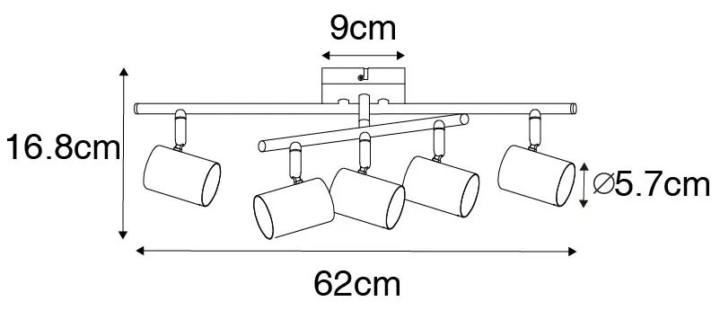 Nowoczesna lampa sufitowa biała 5-światłowa regulowana kwadratowa - Jeana