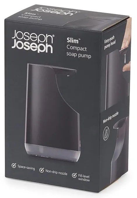 Czarny plastikowy dozownik do mydła 350 ml Slim – Joseph Joseph