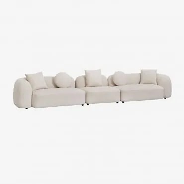 Modułowa Sofa 3-częściowa Z Tkaniny Coco Chenille Gruba Tkanina Szenilowa Biała - Sklum