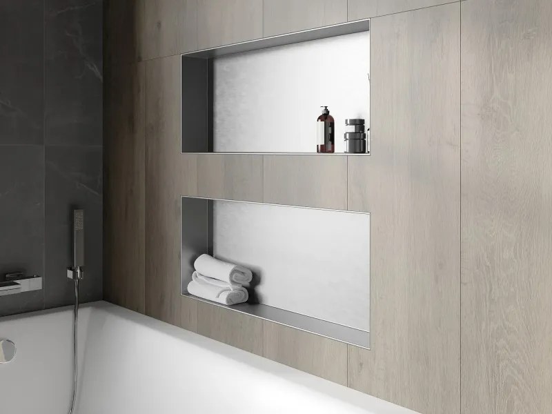 Mexen X-Wall-NR półka wnękowa bez kołnierza 75 x 30 cm, inox - 1911753010