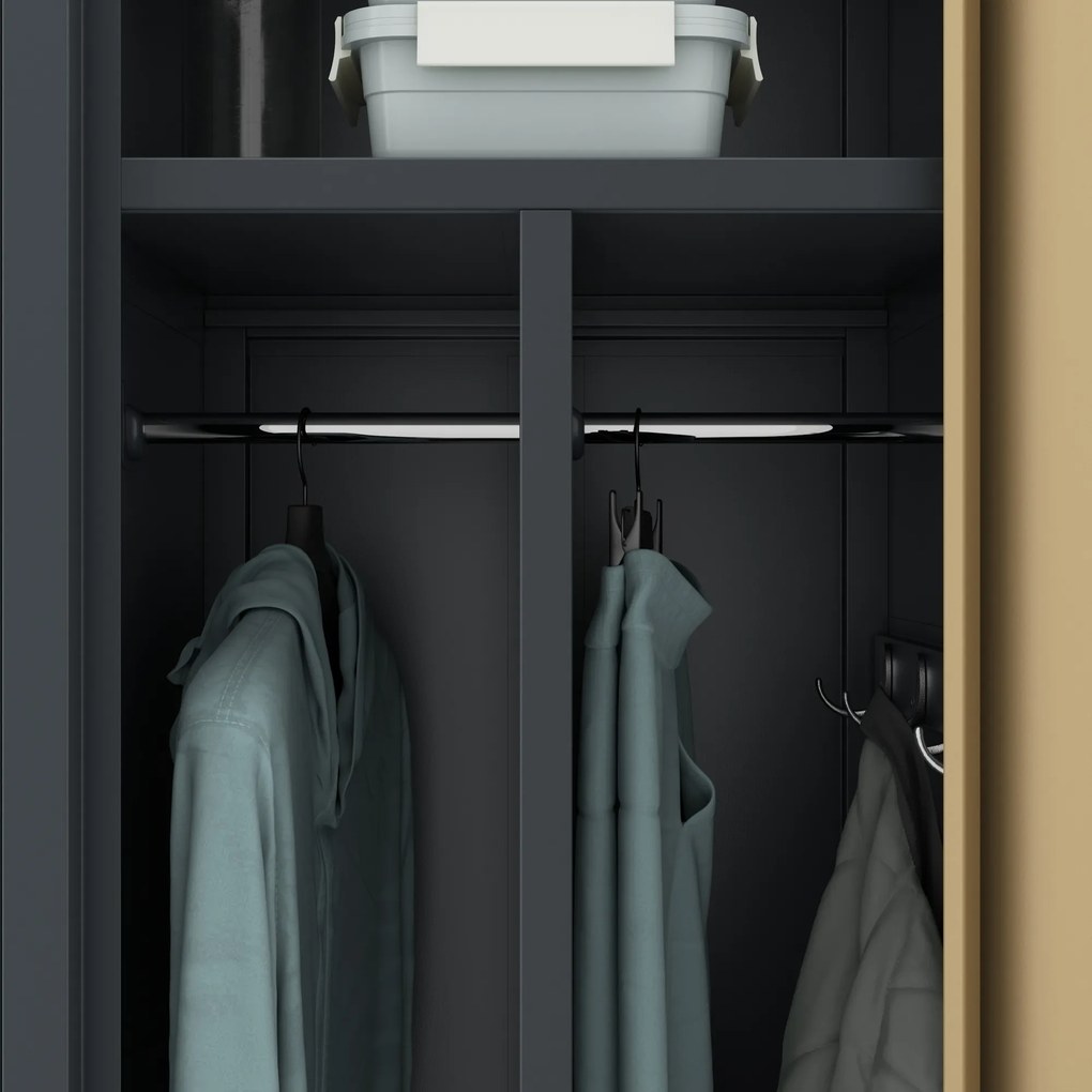 Szafka ubraniowa BHP ubraniowa antracytowa/ orzech: czterokomorowa Eco Design KACPER, 800 x 1800 x 500 mm