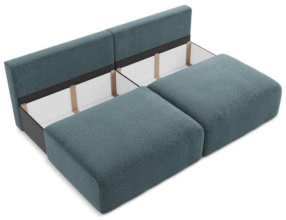 Turkusowa rozkładana/ze schowkiem sofa 216 cm Kalena – Makamii