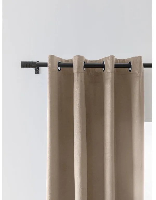 Zasłona zaciemniająca VELVET jasno brązowa 140x250 cm Zawieszanie: Taśma z wiązaniami