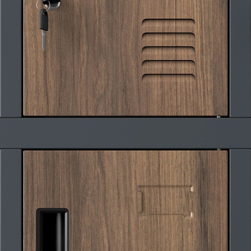 Szafa skrytkowa socjalna BHP antracytowa/ orzech: Eco Design ROBERT, 1360 x 1720 x 450 mm