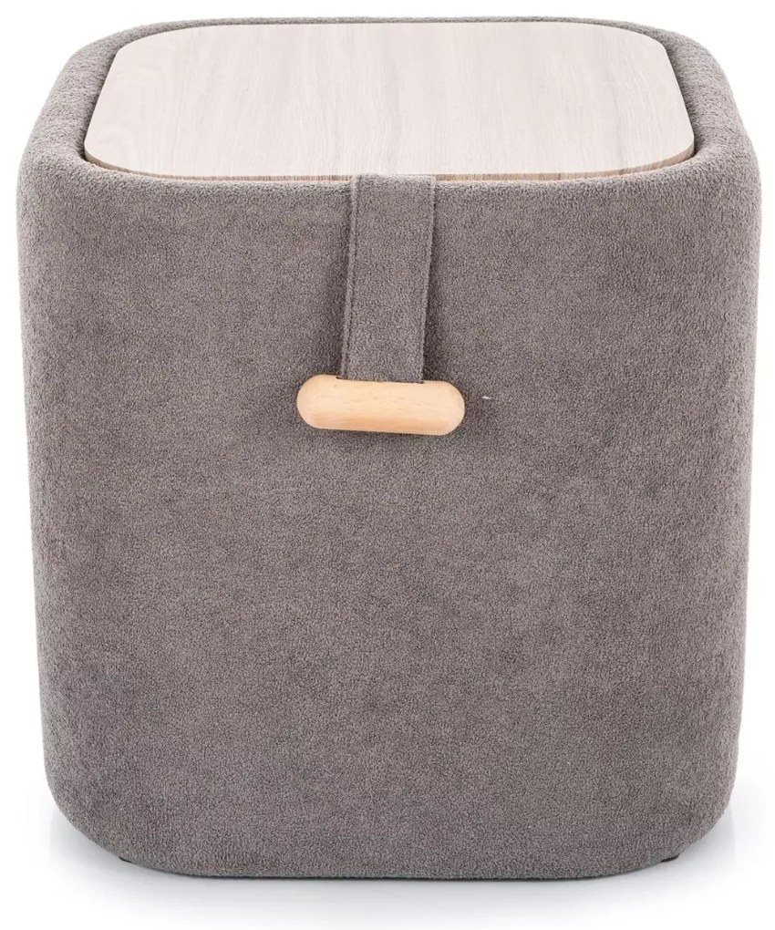 Szary taboret NAP z miejscem do przechowywania 37x37 cm