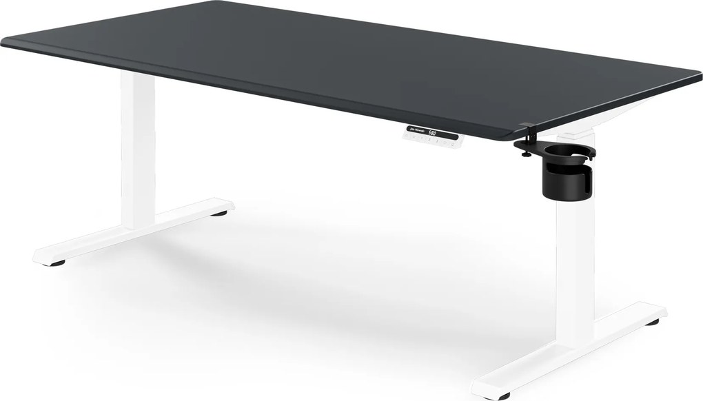 Biurko elektryczne z regulacją wysokości ergonomiczne biało-antracytowe,1600x800 mm: ARIA