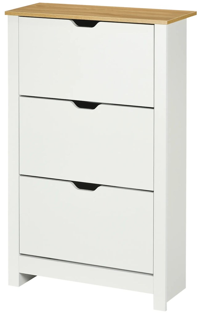 HOMCOM Szafka na Buty Biała z 3 Klapami 72x26x112cm | Aosom PL