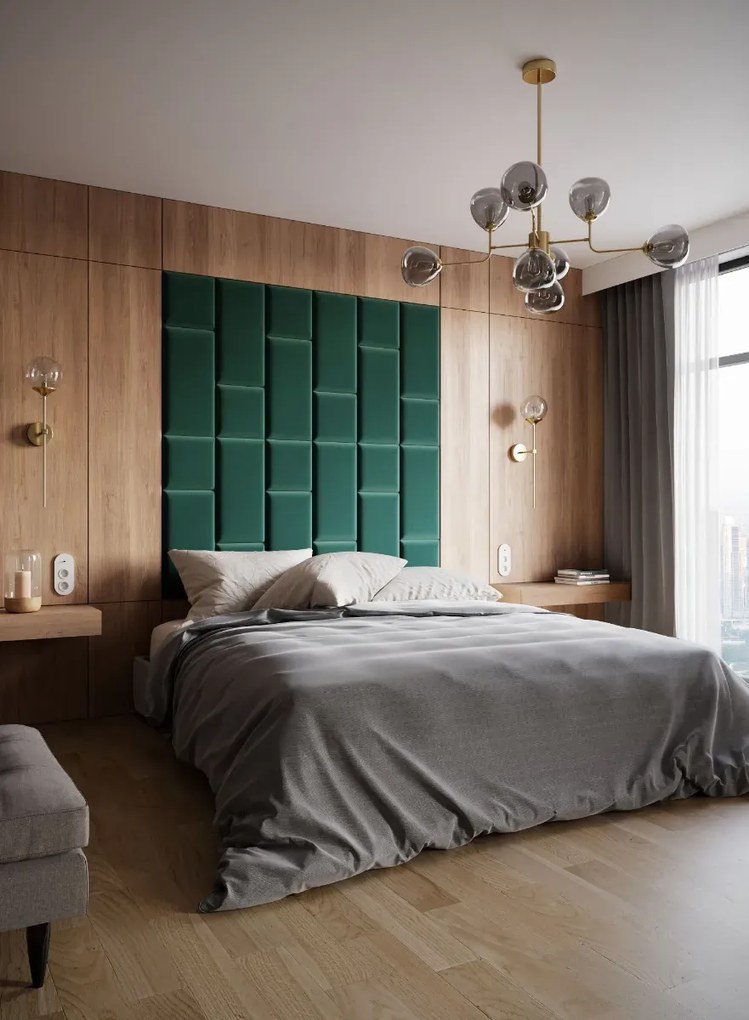 Zestaw 24 paneli tapicerowanych QUADRATTA 180x180 zielony ELTAP