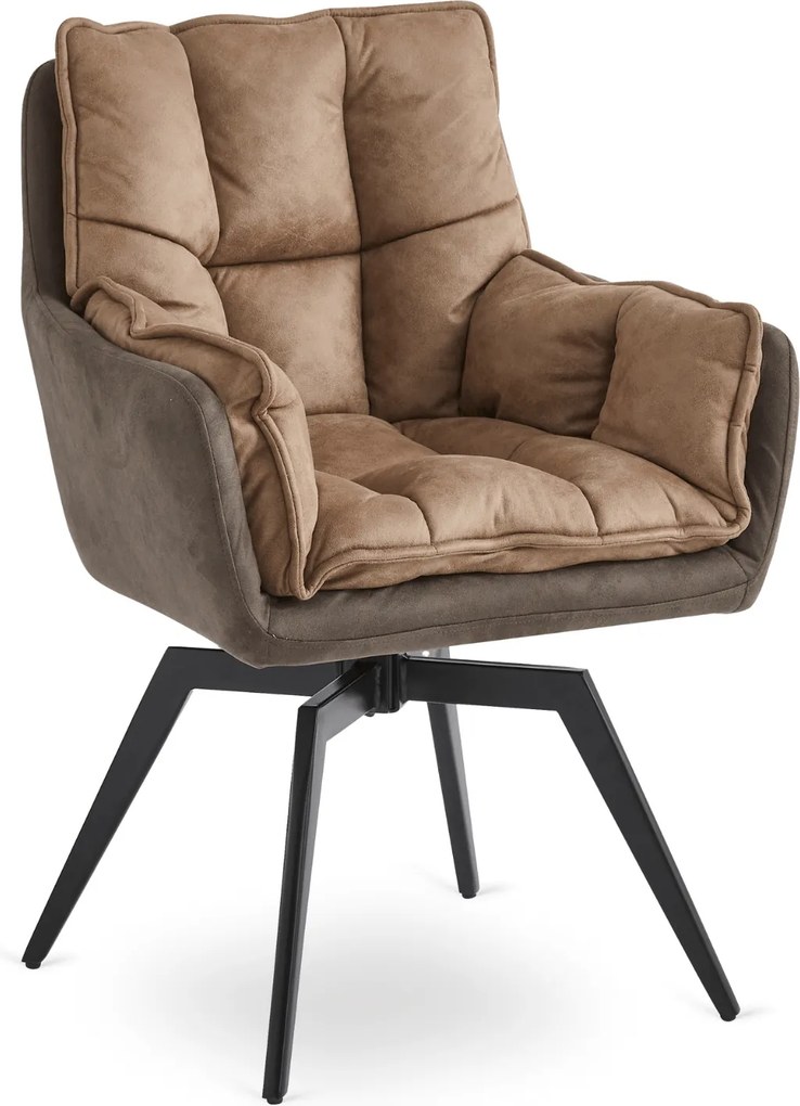 Krzesło Tapicerowane Obrotowe ISLA Brązowe Nowoczesne Loft