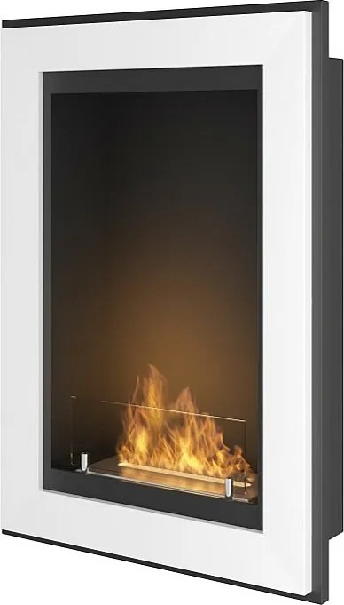 Kominek bioetanolowy Frame 550 SimpleFire do zabudowy w kolorze białym ze szkłem