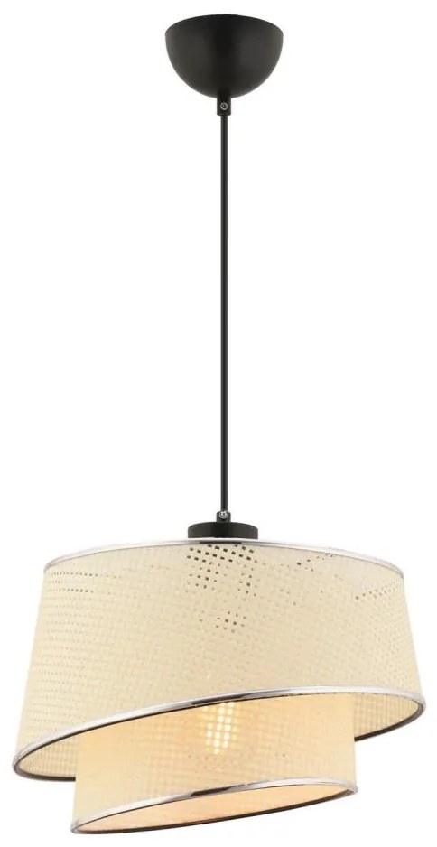 Lampa wisząca na przewodzie BARETTE 1xE27/60W/230V kremowa/błyszczący chrom