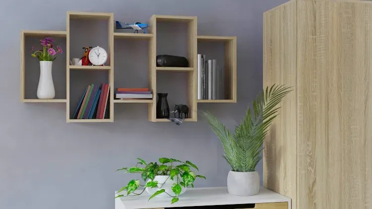 Skandynawski regał wiszący w kolorze dąb sonoma D8-F94