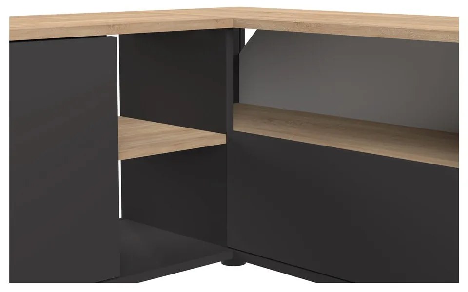 Czarna szafka pod TV w dekorze dębu 90x45 cm Angle – TemaHome