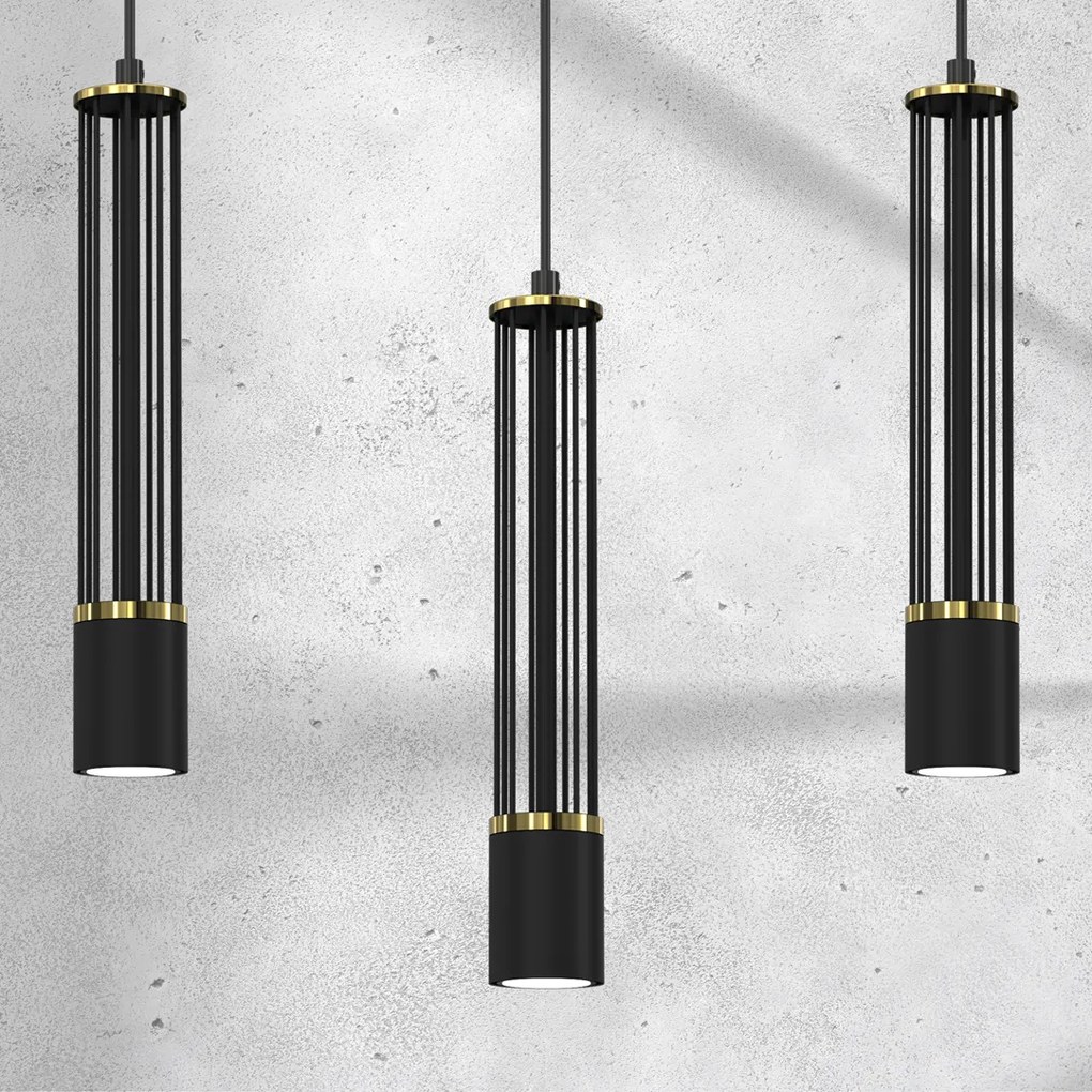 Lampa wisząca ESTILO 3xGU10, potrójna, czarna tuba