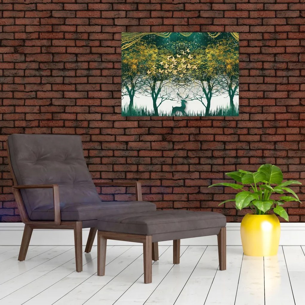 Obraz - Jelenie w zielonym lesie (70x50 cm)