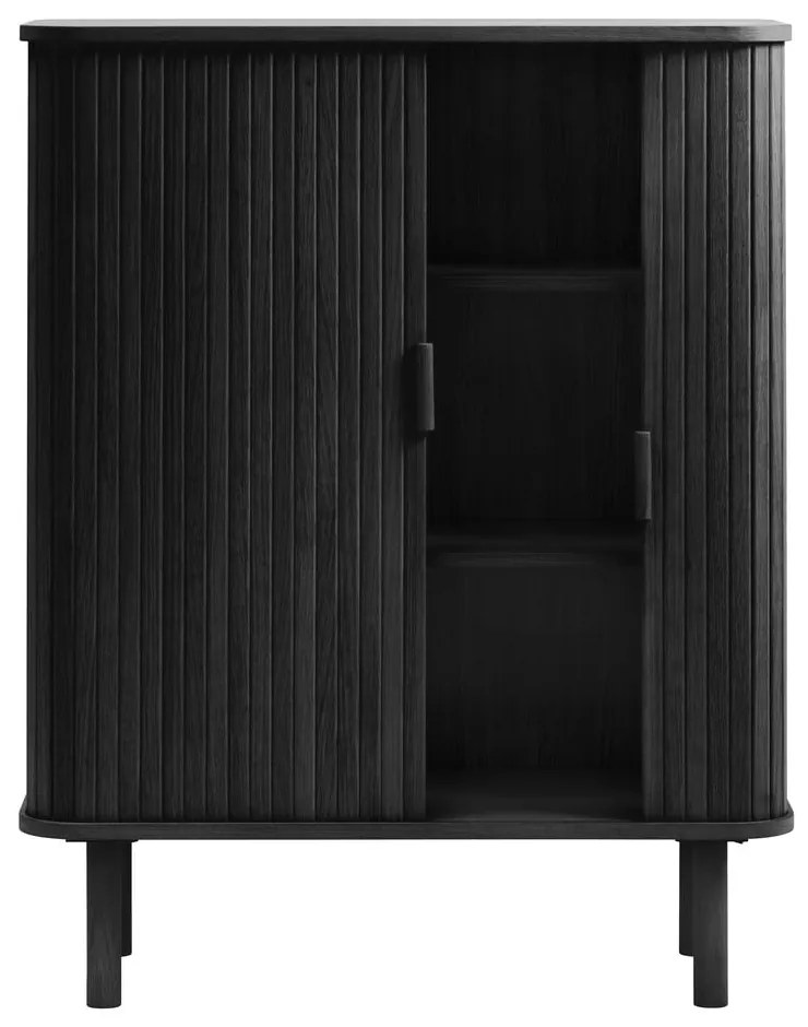 Czarna szafka w dekorze dębu z drzwiami przesuwnymi 113x90 cm Cavo – Unique Furniture