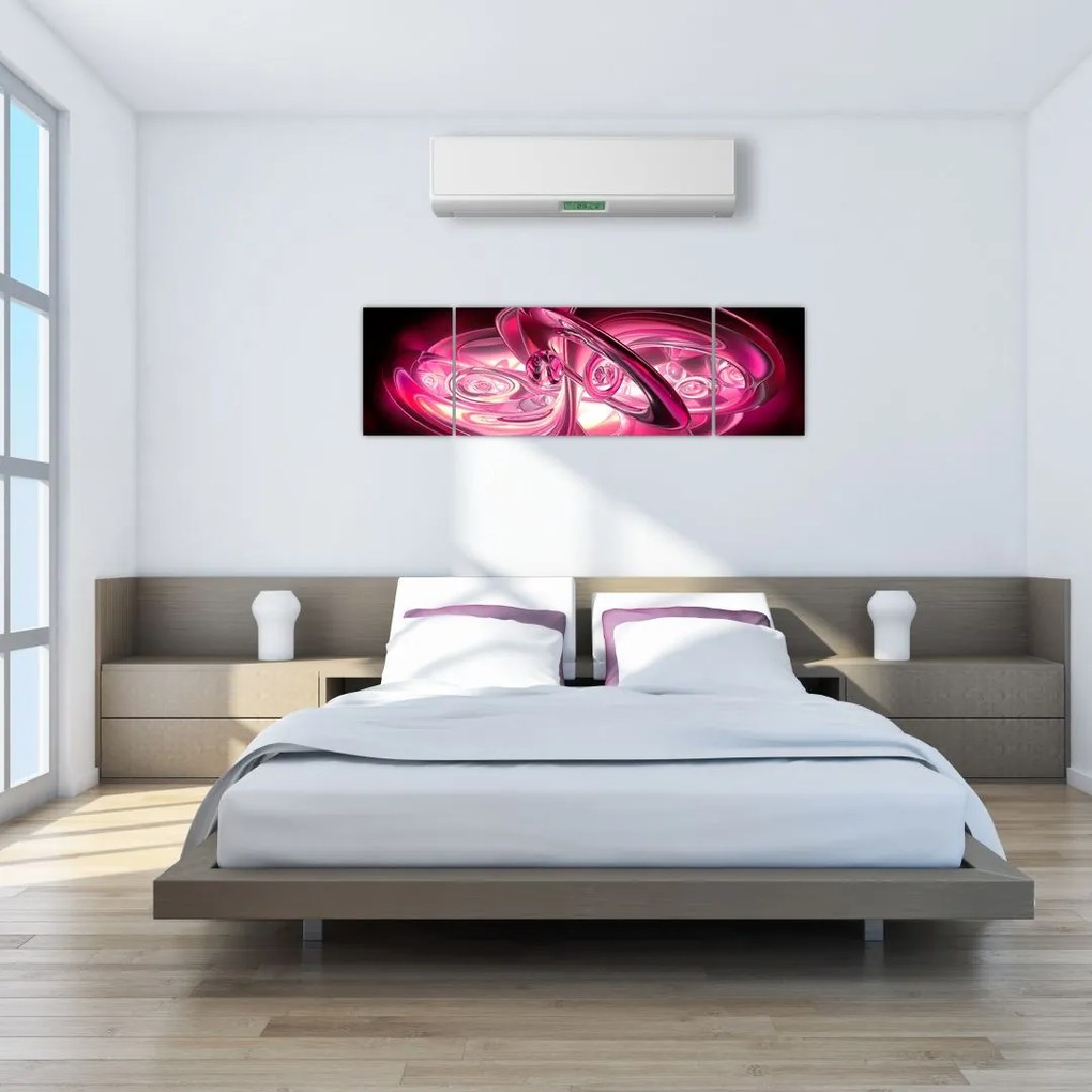 Obraz różowych fraktali (170x50 cm)