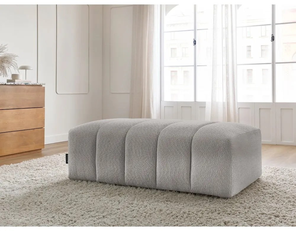 Jasnoszary podnóżek z materiału bouclé Annecy – Bobochic Paris