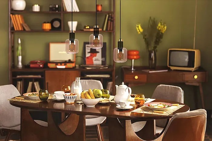 Potrójna szklana lampa wisząca na listwie 14X A557 P6-F18