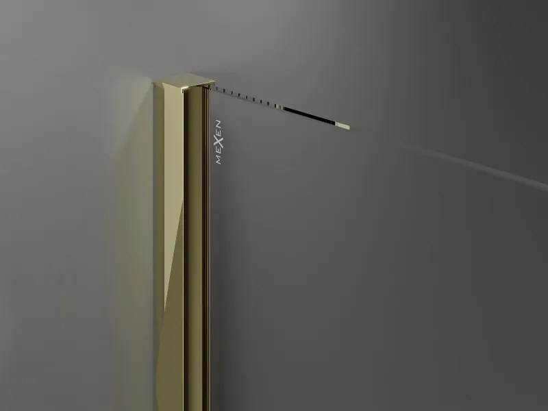 Mexen Velar ścianka prysznicowa rozsuwana Walk-in 130 x 200 cm, szron 8 mm, złota - 871-130-000-33-50