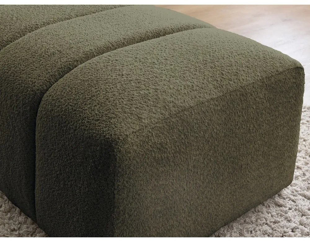 Zielony podnóżek z materiału bouclé Annecy – Bobochic Paris