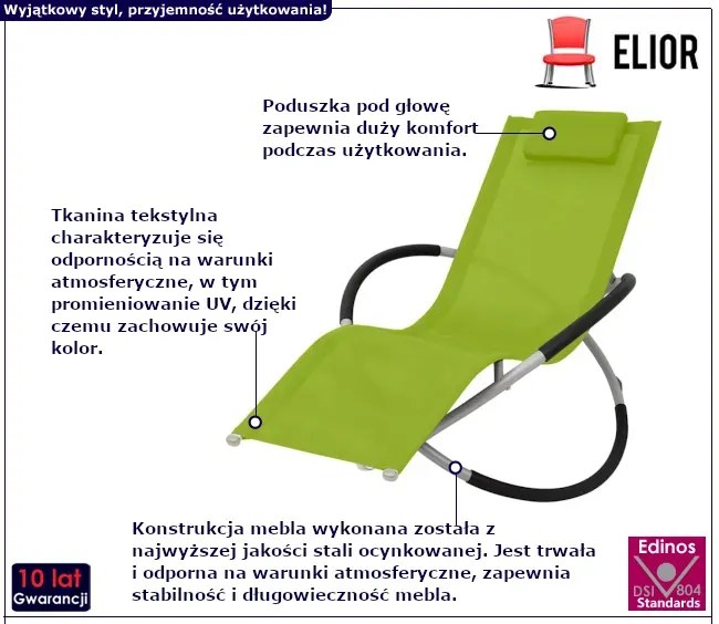 Geometryczny leżak ogrodowy zielony - Codel