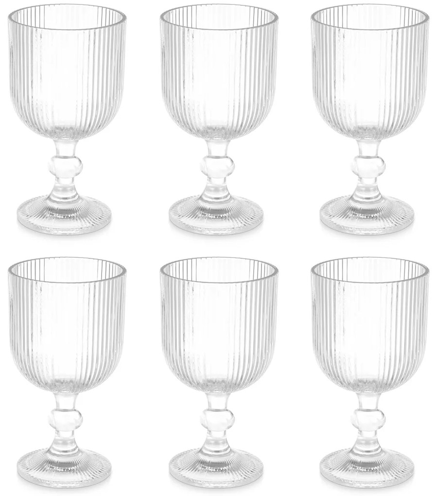 Kieliszek do wody w prążki, 370 ml, 6 sztuk