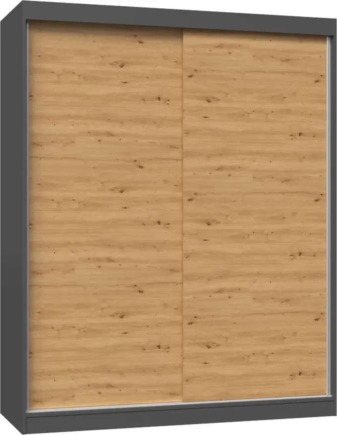 Nowoczesna szafa do przedpokoju dąb artisan antracyt 160 cm - Stoflis 6X