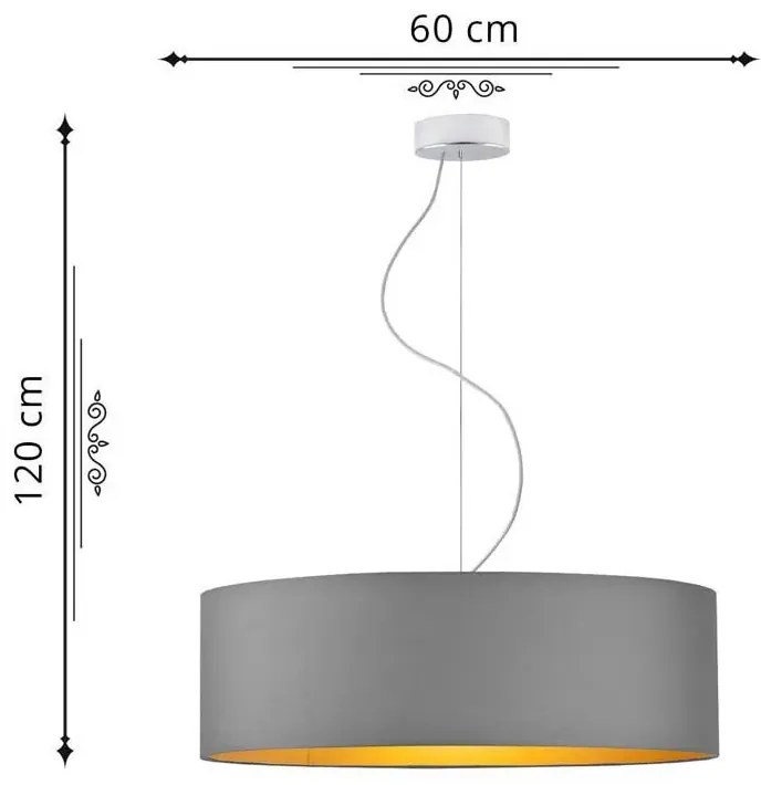 Żyrandol nad stół z dużym abażurem 60 cm - EX848-Hajfo dąb